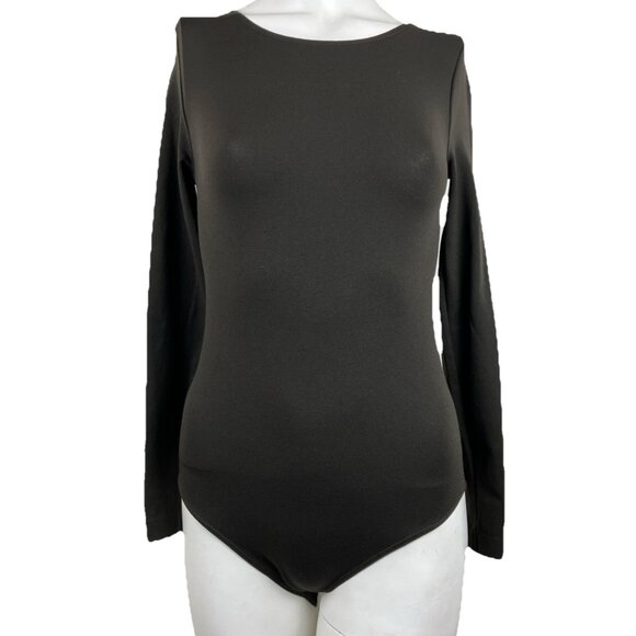 Xs Wolford Cotton Velvet Crew Neck Austria Brown Body Suit Vintage - Picture 1 of 5